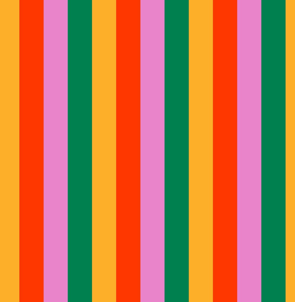 Retro rainbow stripe pattern in bright pink, yellow, red and green.